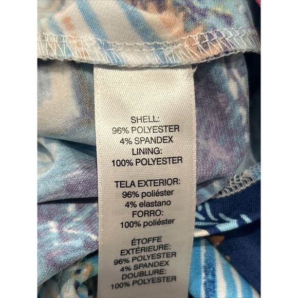 Chicos Dress Women's 1 Medium Colorful V Neck Sleeveless Midi Stretch Knot Front - Picture 3 of 5